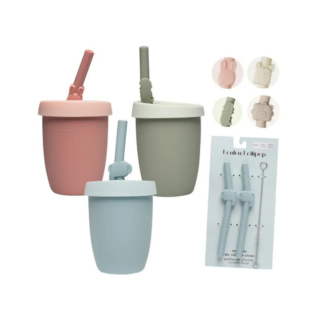Loulou Lollipop 動物造型 兒童矽膠吸管杯