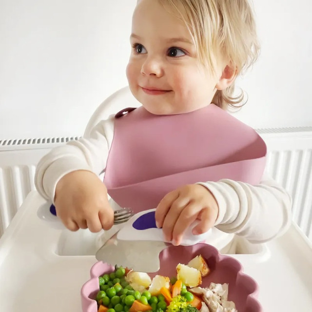 doddl 英國人體工學嬰幼兒學習餐具3件組-乾燥玫瑰