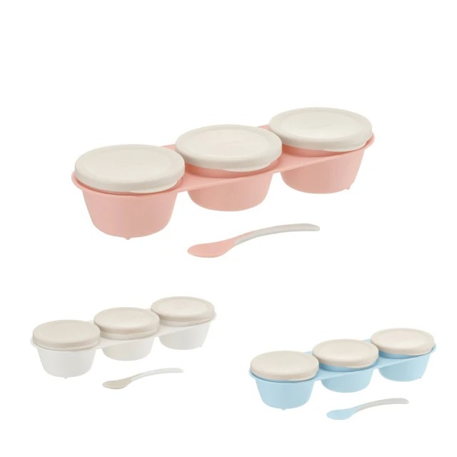 Richell利其爾 TLI三連式不鏽鋼杯碗(附湯匙/上蓋)