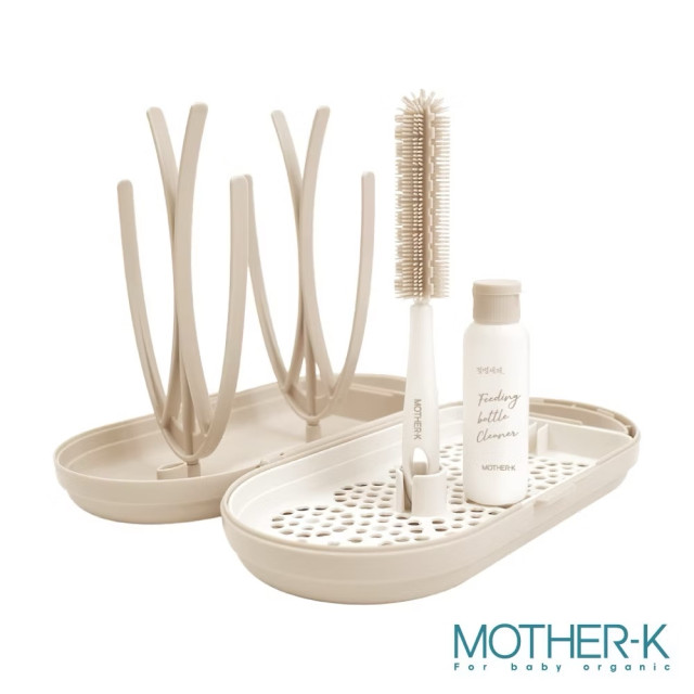 MOTHER-K 攜帶式奶瓶晾乾架-【贈】K-MOM小淘氣拋棄式餐桌墊20入/盒