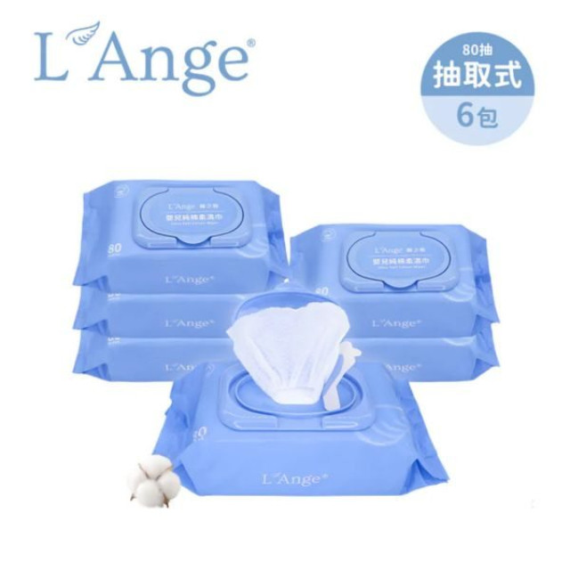 L'Ange 棉之境 嬰兒純棉柔濕巾 80抽*6入