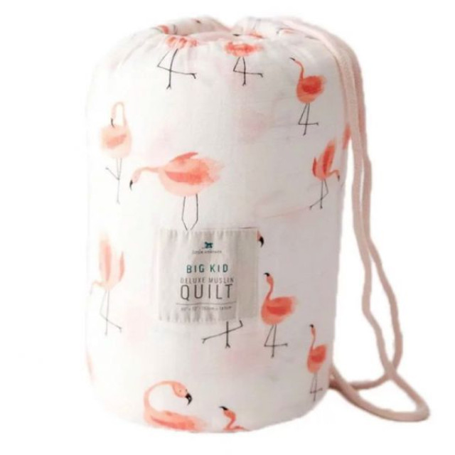 Little Unicorn 竹纖維加大版四層紗布毯 熱帶紅鶴