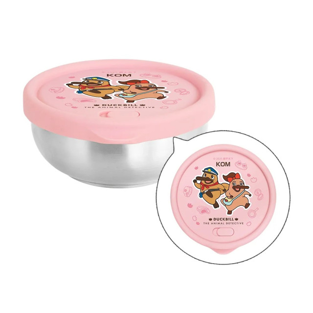 KOMx達克比 雙層不鏽鋼矽膠密封兒童碗｜附彩色304圓匙