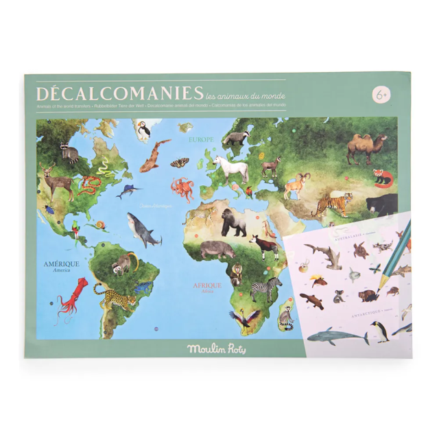 Moulin Roty 轉印貼紙-世界動物百科
