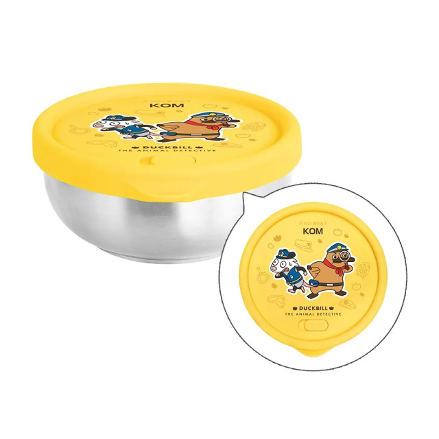 KOMx達克比 雙層不鏽鋼矽膠密封兒童碗｜附彩色304圓匙