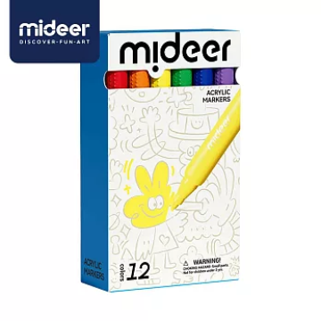 mideer 壓克力麥克筆-盒裝硬頭(12色)