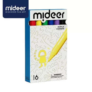 mideer 壓克力麥克筆-盒裝硬頭(6色)