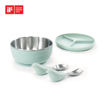 CYDterra PICABOO 不銹鋼學習餐具組 (吸盤碗+湯叉組)