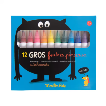 Moulin Roty 彩繪軟毛畫筆(12色)-奇趣怪誕