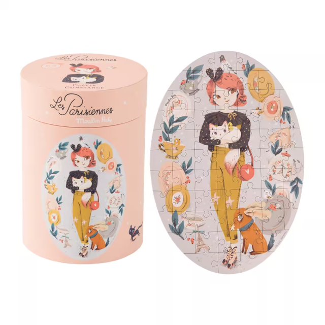 Moulin Roty 浪漫女孩圓筒禮盒拼圖(65片)