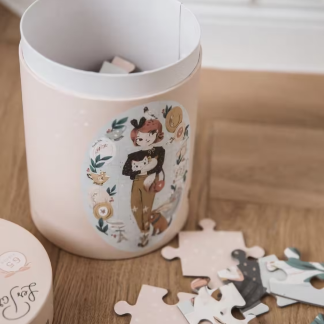 Moulin Roty 浪漫女孩圓筒禮盒拼圖(65片)