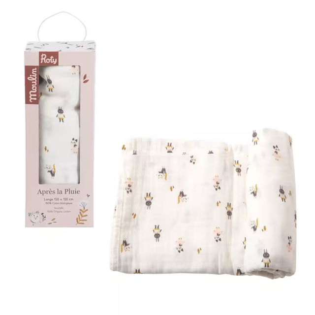 Moulin Roty 嬰兒棉布包巾(100%有機棉)