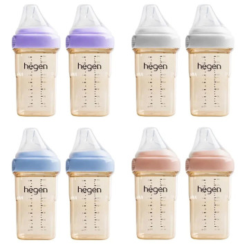Hegen 金色奇蹟PPSU多功能方圓型寬口奶瓶 8oz/240ml (雙瓶組)