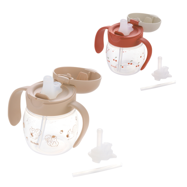 Richell 利其爾 TLI第四代二階段替換吸管水杯組200ml(鴨嘴/吸管)