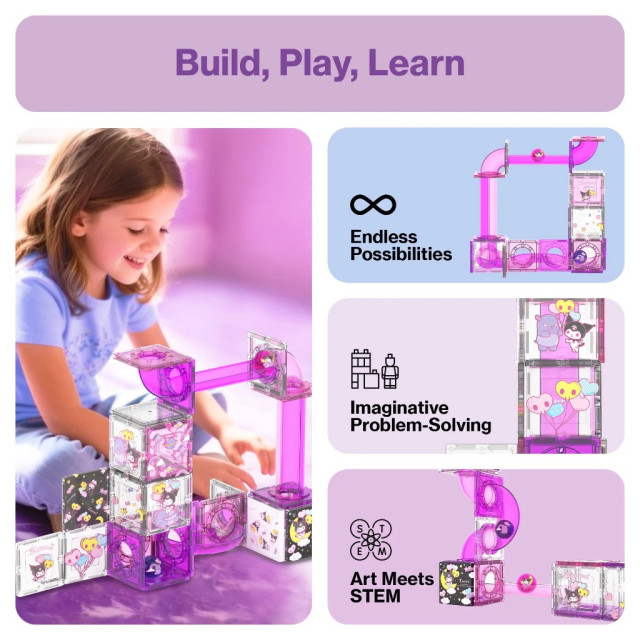 Picassotiles 三麗鷗系列軌道彩繪磁力片 Kuromi 46PCS