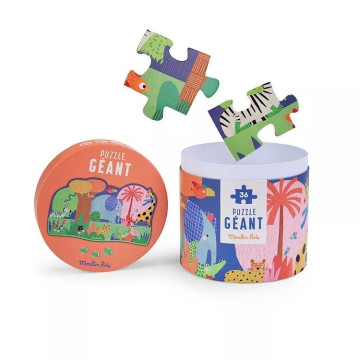 Moulin Roty 巨型綠洲拼圖-斑紋動物(36片)