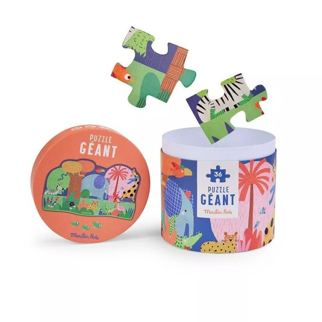 Moulin Roty 巨型綠洲拼圖-斑紋動物(36片)