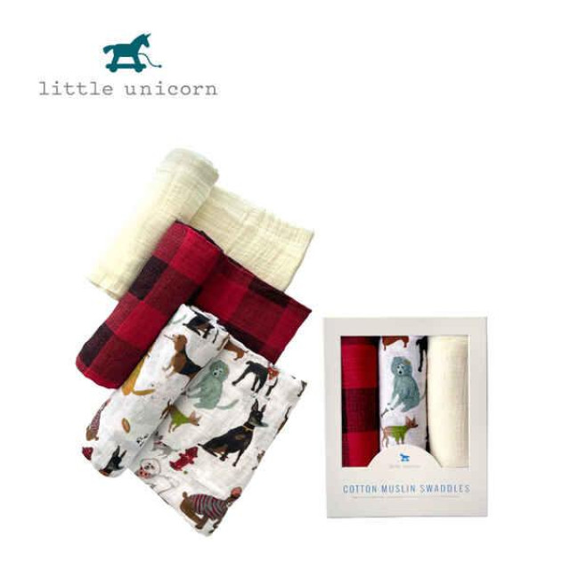 Little Unicorn 純棉紗布巾三入組 (多色選擇)