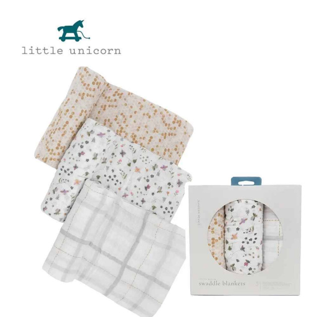 Little Unicorn 純棉紗布巾三入組 (多色選擇)