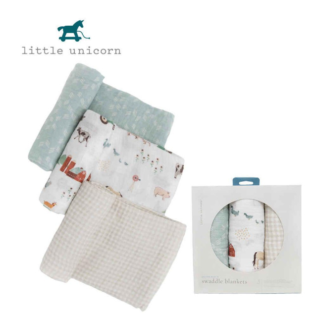 Little Unicorn 純棉紗布巾三入組 (多色選擇)