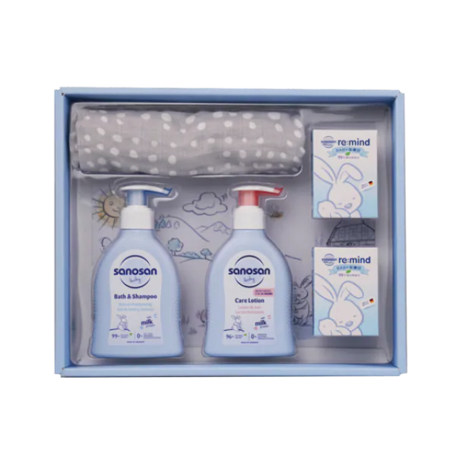 德國珊諾sanosan baby re:mind極潤呵膚包巾禮盒