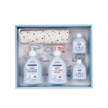 德國珊諾sanosan baby re:mind嬰兒包巾洗沐禮盒
